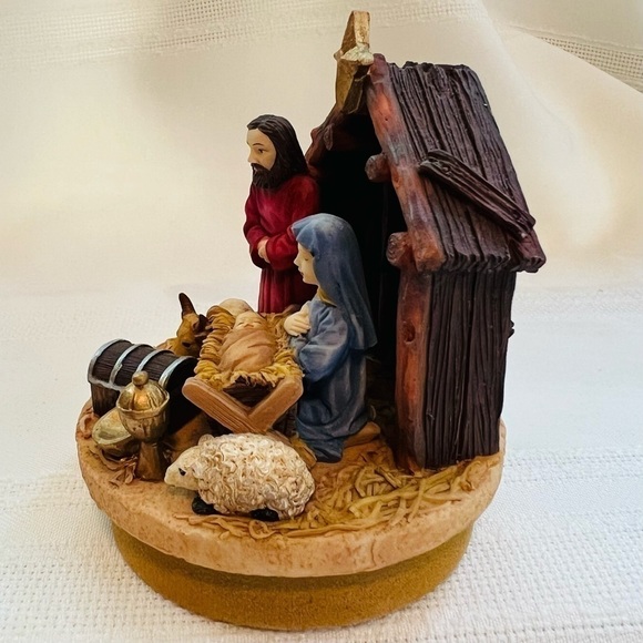 Nativity Candle Jar Topper Creche Jesus Manger Mary Joseph Christmas EUC - Picture 3 of 7
